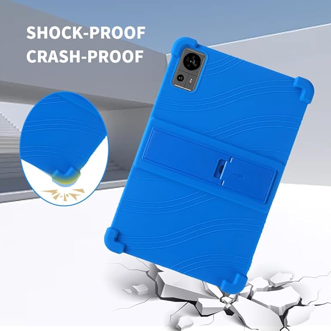 for TECLAST T60 2024 Tablet Case with Kickstand [Kids Friendly] Shockproof Silicone Case with Tempered Glass Screen Protector for TECLAST T60 Tablet Android 14 (Blue)