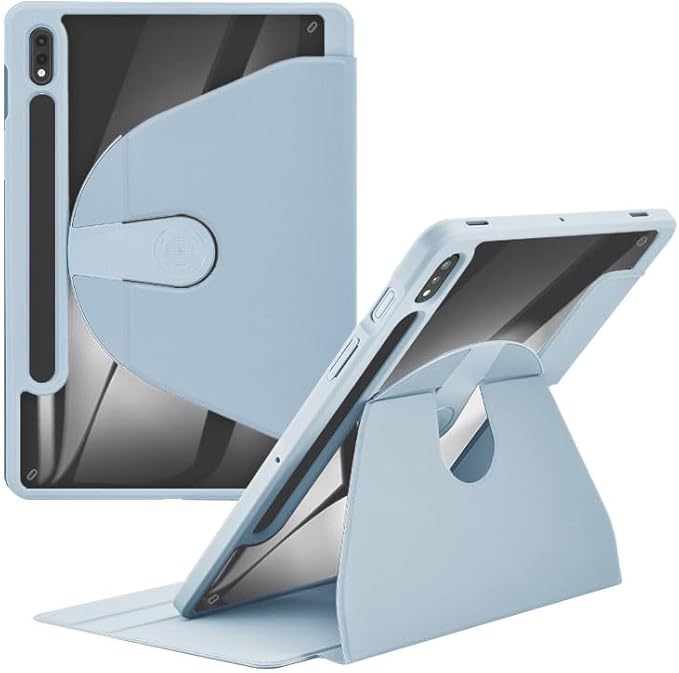 Shockproof Tablet Case for Samsung Galaxy Tab S8 2022/Tab S7 2020 11 Inch (Model SM-X700/X706/T870/T875/T878) 360° Swivel Multi-Angle Stand Case Cover with Auto Wake/Sleep Ice Blue