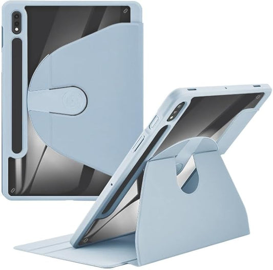 Shockproof Tablet Case for Samsung Galaxy Tab S8 2022/Tab S7 2020 11 Inch (Model SM-X700/X706/T870/T875/T878) 360° Swivel Multi-Angle Stand Case Cover with Auto Wake/Sleep Ice Blue