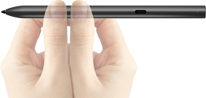 Dell Premier Rechargeable Active Pen - PN7522W 3-Buttons LED Indicator Cone-Shaped Nib Wireless - Bluetooth 5.1 - Black