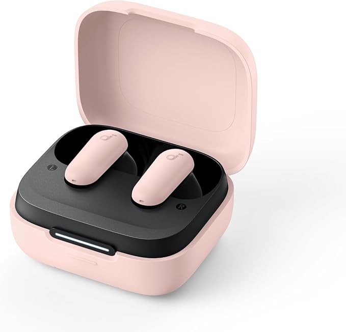 Soundcore P30i by Anker Noise Cancelling Earbuds Strong and Smart Noise Cancelling Powerful Bass 45H Playtime 2-in-1 Case and Phone Stand IP54 Wireless Earbuds Bluetooth 5.4 (Pink)