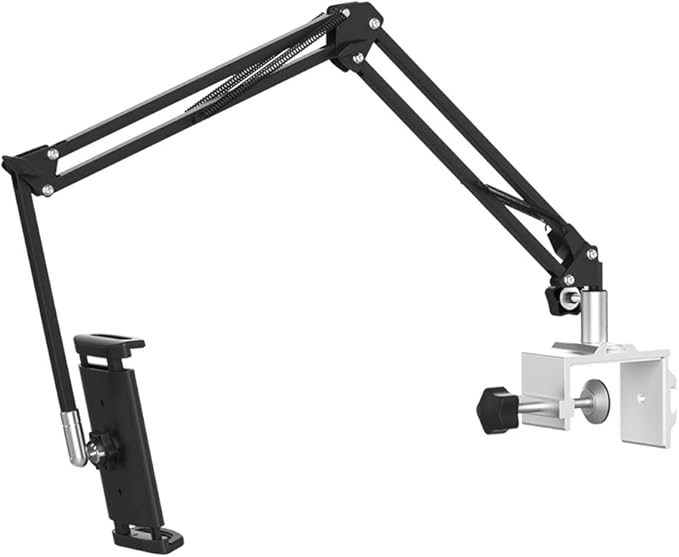 Heavy Duty Phone/Tablet Metal Holder Universal Mobile Cell Smartphone Mount Lazy Bracket 360° Rotation Gooseneck Clamp Stand Flexible Long Arm (Black 3-Section)