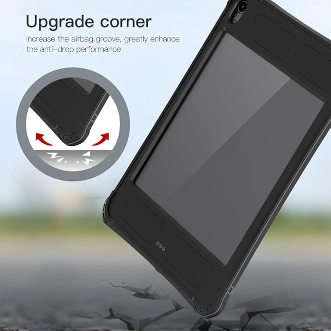 IP68 Waterproof Case Compatible with iPad Air 11-in. M3/M2 4th/5th Gen A3226/7 A2902/3 w/ [Pencil Holder] Kickstand Lanyard Shock-Dust-Proof Full-Sealing Cover Compatible with Magic Keyboard
