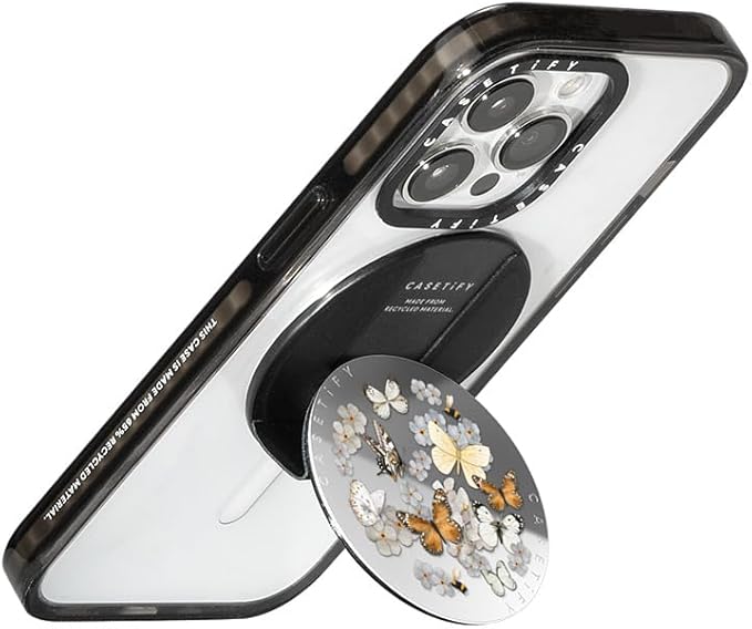 CASETiFY Snappy Grip Stand Compatible with Magsafe - Butterfly Sunday - Silver Mirror