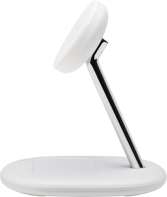 Eaton Tripp Lite Series Wireless Charger Stand 20W Magnetic Charging Stand MagSafe MFi Charging for Apple iPhone &amp AirPods Adjustable Stand 3ft Cable White 1-Year Warranty (U280MS-2N1-WH)