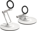 Hagibis Magnetic Phone Stand for MagSafe 360° Rotation Foldable Triaxial Aluminum Desk Phone Holder Height Adjustable for iPhone 17 16 15 Pro Max (White)
