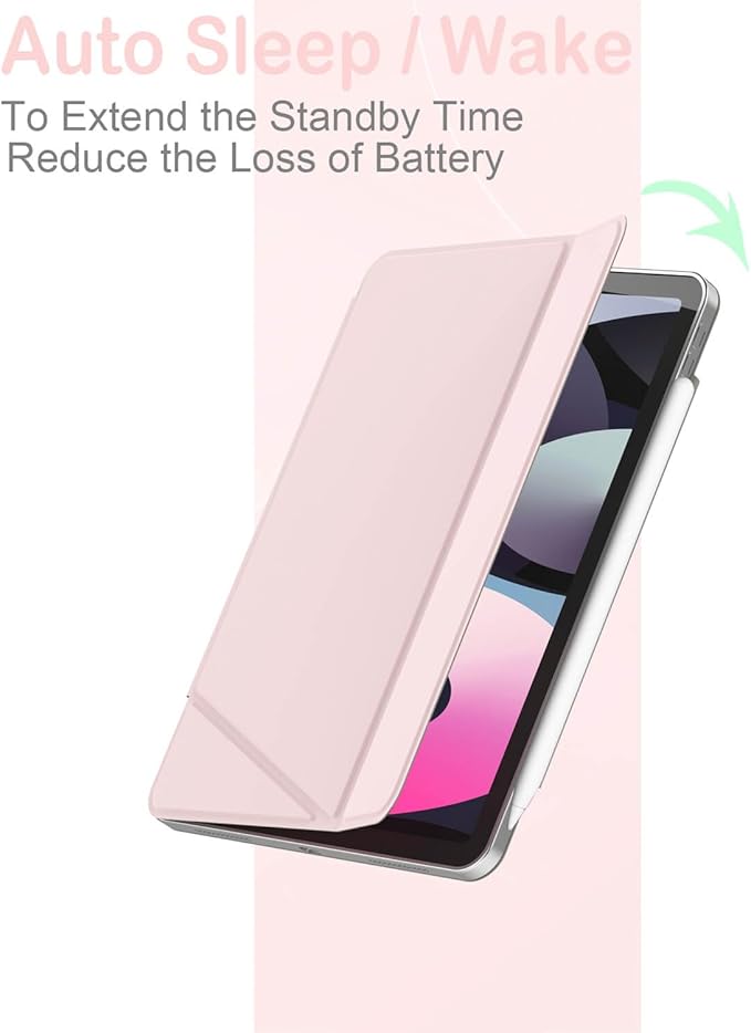Feams V Fold Case for iPad (A16) 11th Generation 11 Inch 2025 iPad 10th Generation 10.9 Inch 2022 V-Shaped Standing Magnetic Detachable Clear Back Case with Portrait Mode &amp Auto Sleep Light Pin