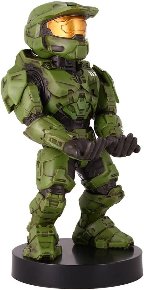 Exquisite Gaming: Halo: Master Chief - Mobile Phone &amp Gaming Controller Holder Device Stand Cable Guys Xbox Licensed Figure Green