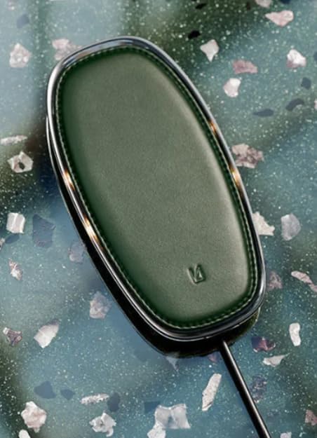Lunar Artefacts Wireless Charger Lunar Forest Green Leather Chrome Magnetic Charging Pad