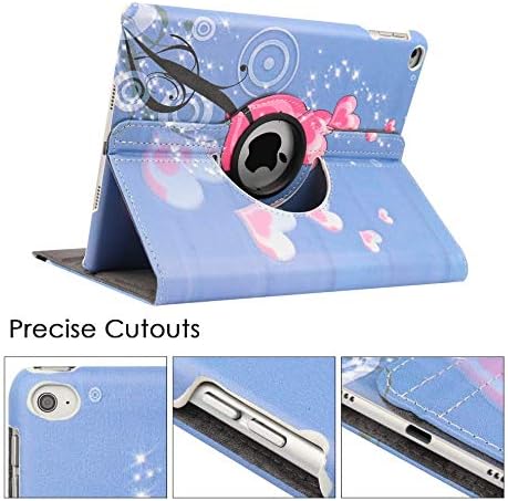 Case for ipad pro 12.9 inch 2nd &amp 1st Generation Old Model 2017/2015 MP6G2LL/A MQDA2LL/A MPLL2LL/A ML0F2LL/A ML3K2LL/A ML0N2LL/A ML0R2LL/A with Rotating Stand Auto Sleep/Wake (Heart Flower Design)