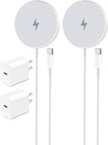Magnetic Wireless Charger for Apple iPhone 17/16/15/14/13/12/11/AirPods 2-Pack Fast Charging Long Cable 10ft Magnet Pad &amp 2-Pack Type-c Charger Block White