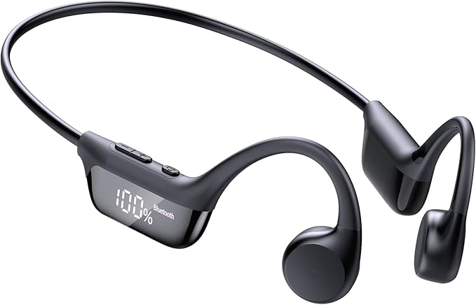 Bone Conduction Headphones Bluetooth 6.0 Earbuds Open Ear Headphones with Dual Driver Sound LED Display IP67 for Sport / running Dual Device Connection &amp Low-Latency Game Mode12 Hours Playtim