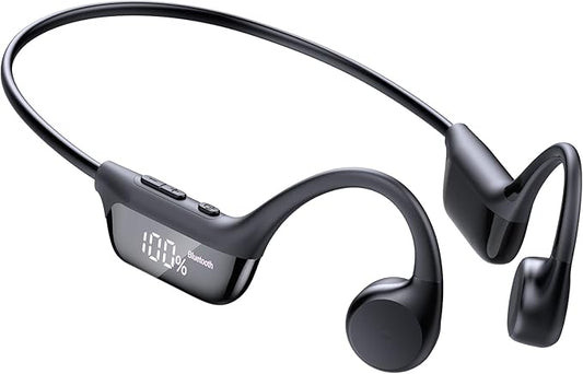 Bone Conduction Headphones Bluetooth 6.0 Earbuds Open Ear Headphones with Dual Driver Sound LED Display IP67 for Sport / running Dual Device Connection &amp Low-Latency Game Mode12 Hours Playtim