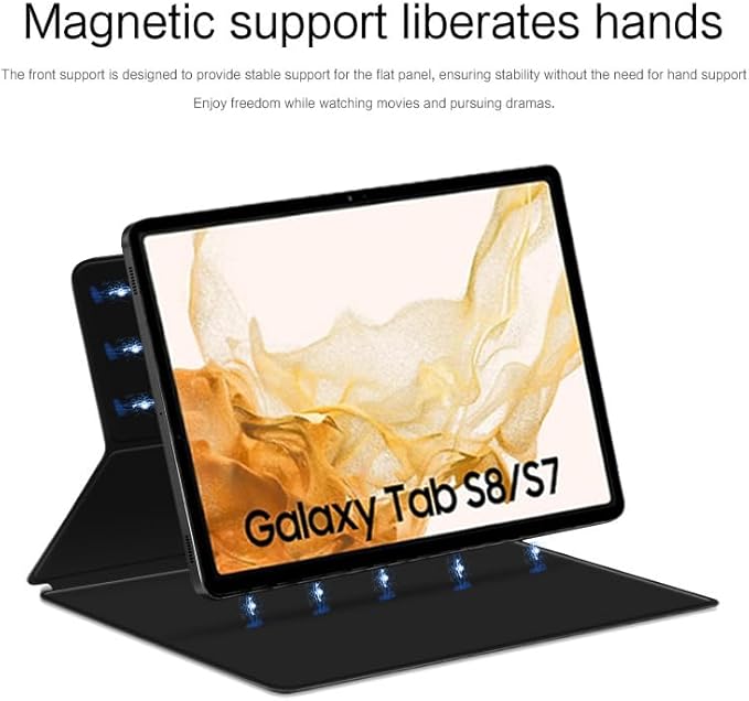 Magnetic Case for Galaxy Tab S8 11 inch 2022 (SM-X700/SM-X706)/S7 2020 (SM-T870/T875) with S-Pen Holder Lightweight and Slim Magnetic Stand Case with Auto Sleep/Wake Black
