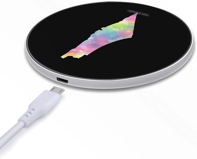 Palestine Map Tie-Dye Fast Portable Charger 10W Funny Graphic Phone Charging Pad with USB Cable