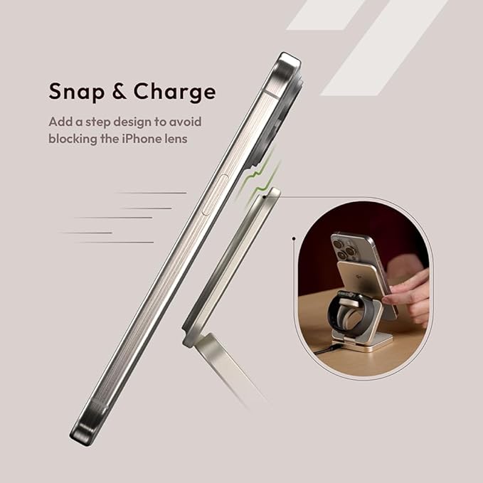 ADAM elements Mag 3 Pro Qi2 3-in-1 Foldable Travel Charging Station 15W Fast Wireless Charger for iPhone 17 16 15 14 13 12 Apple Watch &amp AirPods Compact Magnetic Dock for Desk &amp Travel (Gra
