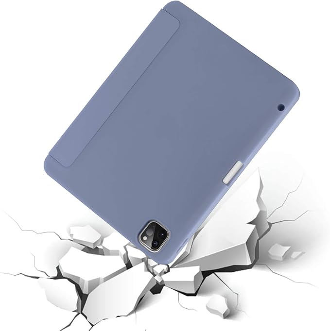 SIWENGDE Cases for iPad Pro 12.9 Case 6th/5th/4th Generation (2022/2021/2020) with Pencil Holder [Apple Pencil Wireless Charging] Soft TPU Smart Tri-fold Stand Protective Cover(Lavender)