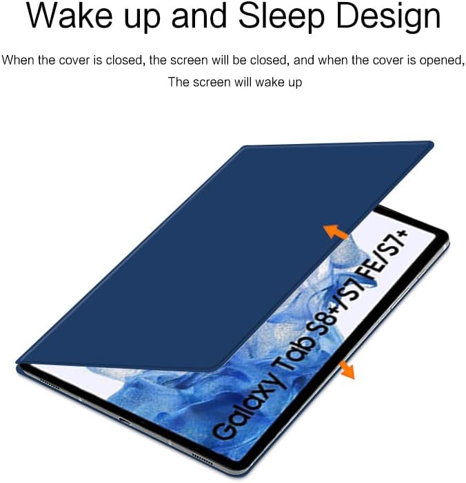 Magnetic Case for Galaxy Tab S8 Plus 12.4 inch 2022/Galaxy Tab S7 FE 2021/Galaxy Tab S7 Plus 2020 with Pen Holder Lightweight and Slim Magnetic Stand Case with Auto Sleep/Wake Blue