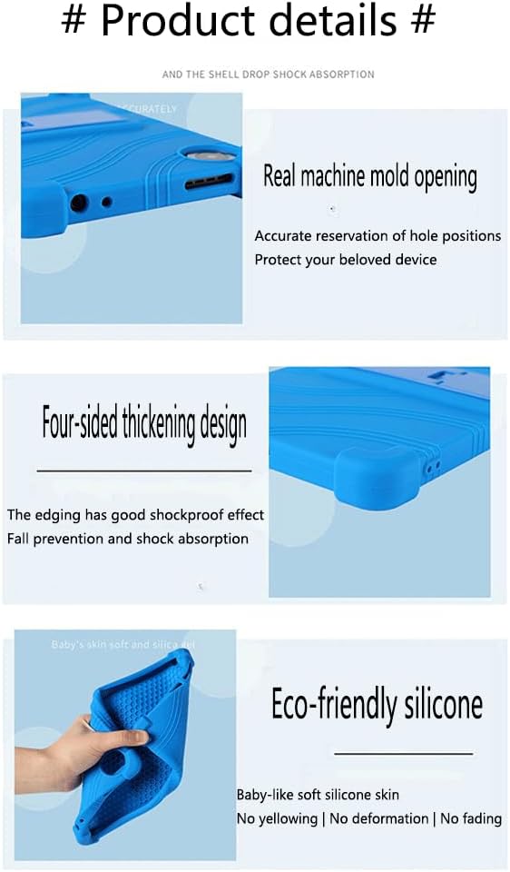 Compatible for ECOPAD T30 10.1 Inch Tablet Case + Screen Protector Tempered Glass Film Soft Silicone Full Coverage Adjustable Stand Protective Tablet Cover Orange
