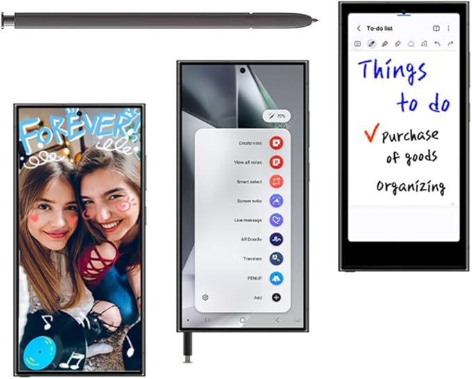 S24 Ultra S Pen Compatible with Samsung Galaxy S24 Ultra 5G All Versions S24 Ultra Stylus Pen with Bluetooth 4096 Pressure Sensor .Slim 0.7mm Tip with 5xTips/Nibs (Black)