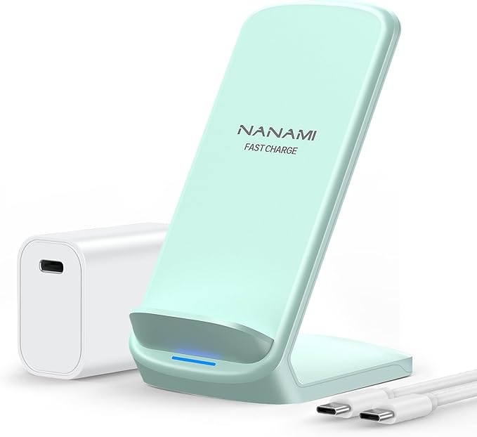 NANAMI Fast Wireless Charger 10W Max Wireless Charging Stand with PD20W Adapter Charger Compatible for iPhone 17/17 Air/17 Pro/17 Pro Max/16/15/14/13/12Samsung Galaxy S26/S25/S24/S23/S22/S21/Note 20