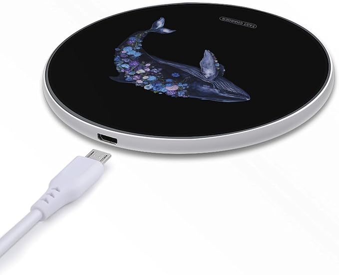 Ocean Whale Wireless Charger Anti-Slip Wireless Charging Pad Slim Charger Mat for Men Women