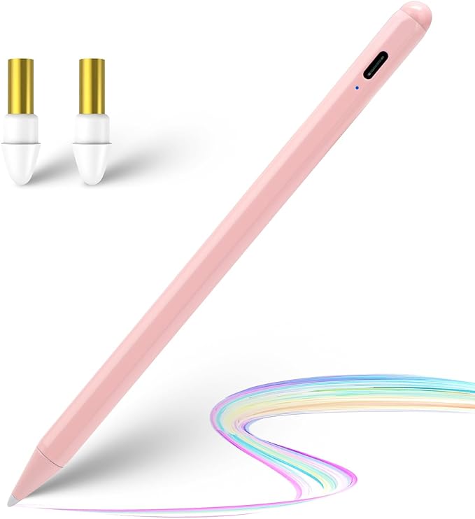 Minilabo iPad Pen for 2018-2025 Series Palm Rejection and Fast Charging Active Pencil Compatible with Apple iPad 6-11 iPad Pro 11/12.9/M4 iPad Air 3/4/5/M2/M3 Pink