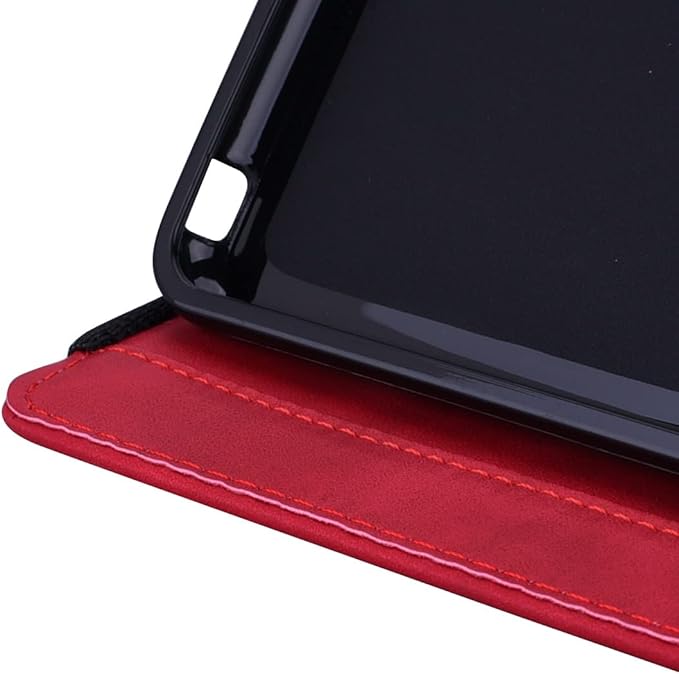 YEMENGHUA Heavy Duty Protection Compatible with Samsung Galaxy Tab A 8.0 T387 SM-T387V T387T T387A Slim Lightweight Embossed PU Leather Flip Holder Tablet PC Case Card Slot Tablet Case(Vermelho)