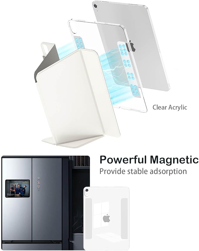 Feams V Fold Case for iPad (A16) 11th Generation 11 Inch 2025 iPad 10th Generation 10.9 Inch 2022 V-Shaped Standing Magnetic Detachable Clear Back Case with Portrait Mode &amp Auto Sleep Cream Whi