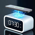AYI 4in1 Smart Wireless Charging Alarm Clock with Mirror Display | 15W Fast Charger for Phone &amp Earbuds 3 Group Alarms Warm White/Yellow Night Light Temperature Display Extra USB Port-White