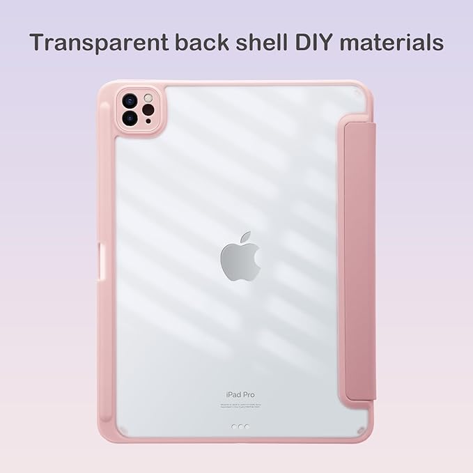 Cute Kawaii Pink Bow for iPad (A16) 11th Generation Case 11 Inch 2025 for iPad 10th Generation Case 10.9 Inch 2022 with Pencil Holder Auto Sleep/Wake Pink Leather Clear Acrylic Back Cover