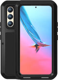 LOVE MEI Military Rugged Case for Samsung Galaxy S22 with Tempered Glass Screen Protector Shockproof Dustproof Scratch Proof Hybrid Metal and Silicone Gel Heavy Duty Full Body Cover Black