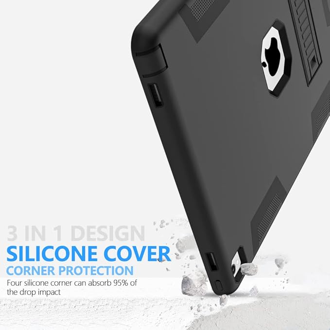 Puxicu Case for iPad Pro 12.9 Case 2017/2015 (Old Model1st &amp 2nd Gen) Heavy Duty Rugged Protective Cover for iPad Pro 12.9 (Model: A1584 A1652 A1670 A1671) Black