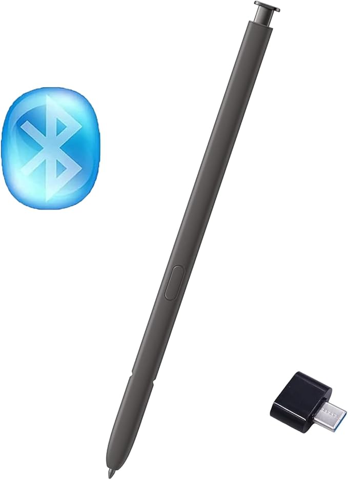 Generic Galaxy S24 Ultra Stylus Pen with Bluetooth for Samsung Galaxy S24 Ultra 5G Stylus Pen Replacement for Samsung Galaxy S24 Ultra S Pen (Dark Gray) Type-C Convertor