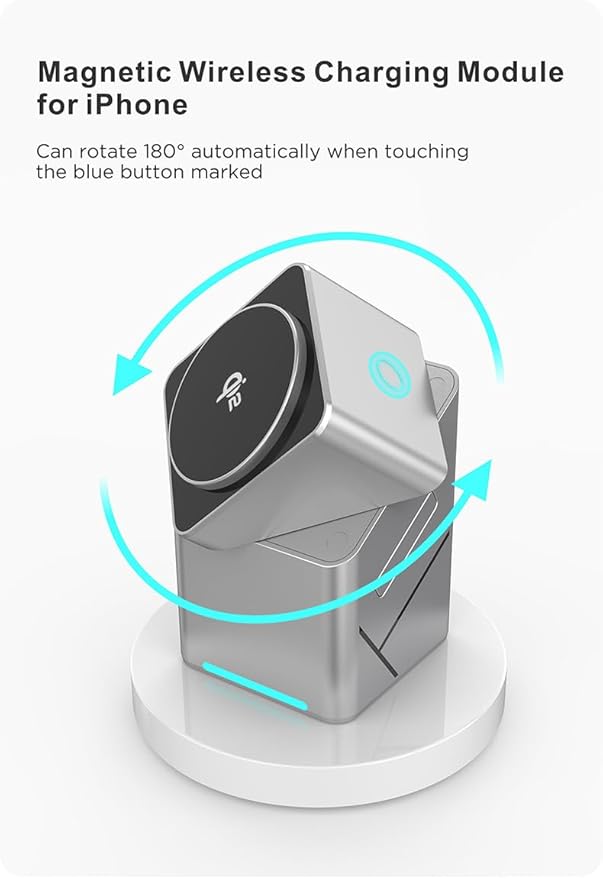 Charger Standfor iPhone 17 Wireless Charger 3-in-1 Cube Compatible with MagSafe 15W Foldable Fast Charging Stand for iPhone 16/15/14/13 Apple Watch 1-8/Ultra AirPods Compatible with Samsung