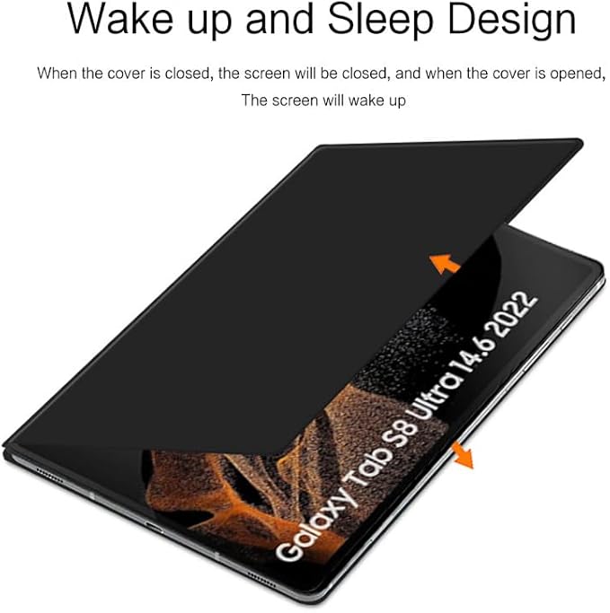 Magnetic Case for Galaxy Tab S8 Ultra 2022 14.6 Inch (SM-X900/X906) with S-Pen Holder Lightweight and Slim Magnetic Stand Case with Auto Sleep/Wake Black