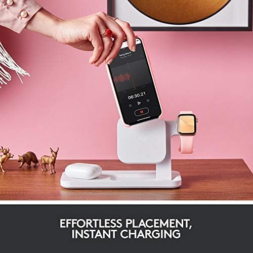 Logitech Powered 10W Wireless Charging 3-in-1 Dock Graphite for iPhone 11 Pro Max/11 Pro/11/XS Max/XS/XR/X Apple Watch 5/4/3/2/1 Airpods Pro Airpods 2 Airpods 1 and Other qi-Enabled Devices