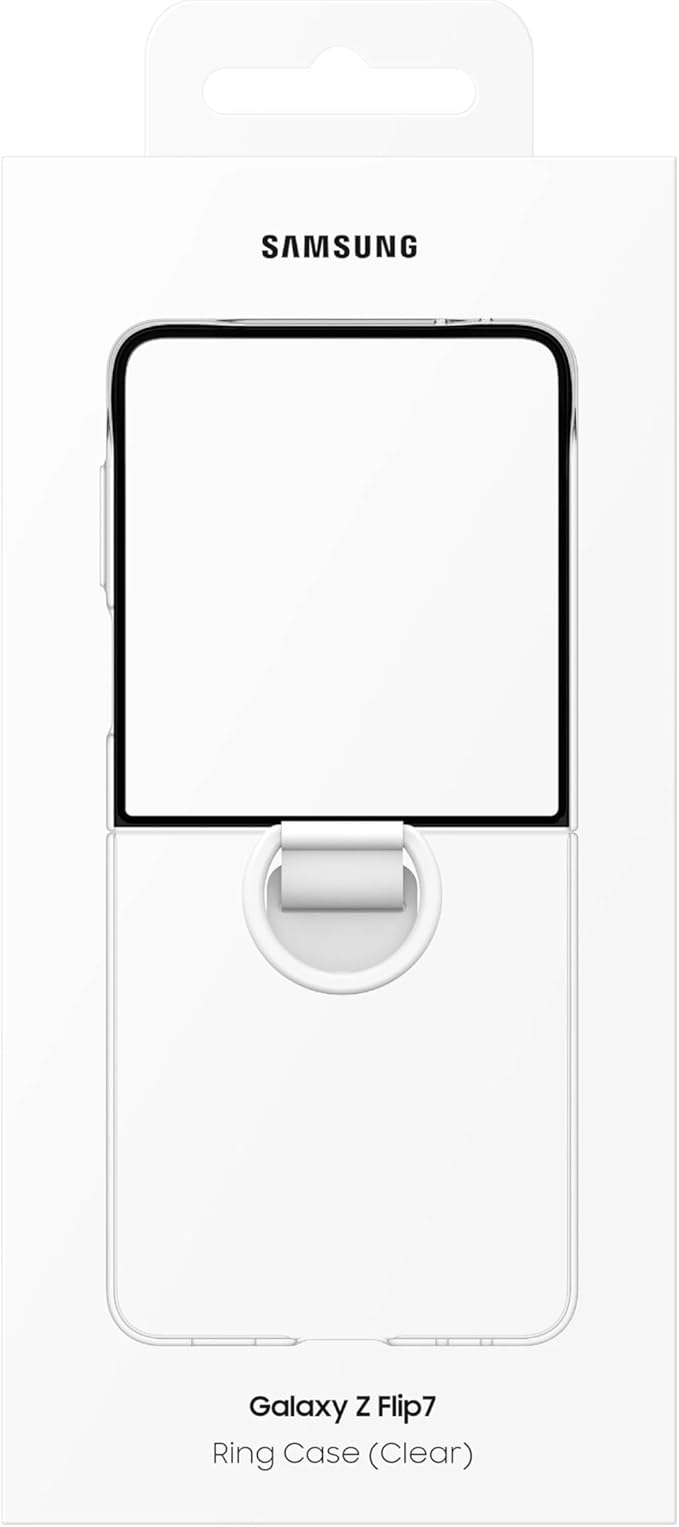 Samsung Galaxy Z Flip7 Ring Phone Case Clear Protective Cover with Built-in Ring Easy to Carry Slim Sleek US Version Transparent