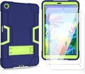 Mignova Case for LG G Pad 5 10.1 inch Tablet Case Hybrid Kids Friendly Shockproof Hybrid Case Come with for LG G Pad 5 10.1 inch FHD Tablet 2019 Tempered Glass Screen Protector (Navy/Green+2 Pcs)