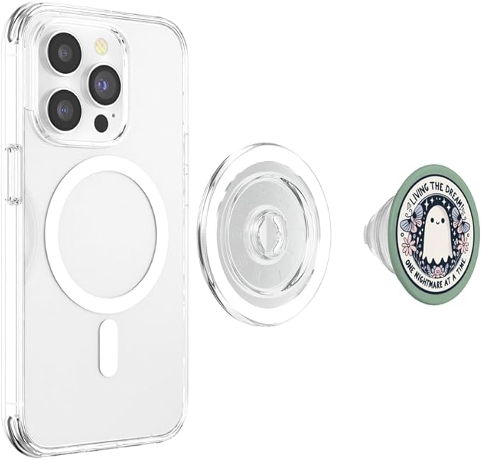 Spooky Ghost Dark Humor Living The Dream Bookish Reading PopSockets PopGrip for MagSafe