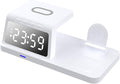 Wireless Charger Desktop Clock 18.8x9.2x5.5cm Digital Alarm Clocks Fast Charging Hub for Smartphones Durabled ABS Bedside Clock for Home Office Dorm