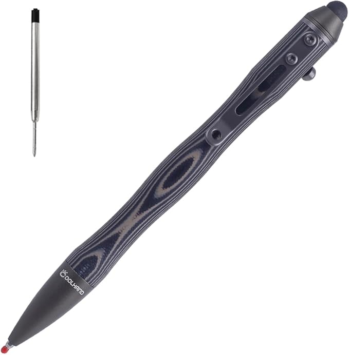 Cool Hand 5.7'' Bolt Action Pens EDC Ballpoint Ink Refillable Stylus for Touch Screen G10 Body w/Pocket Clip Ergonomic Grip with a Free Refill 5375-B