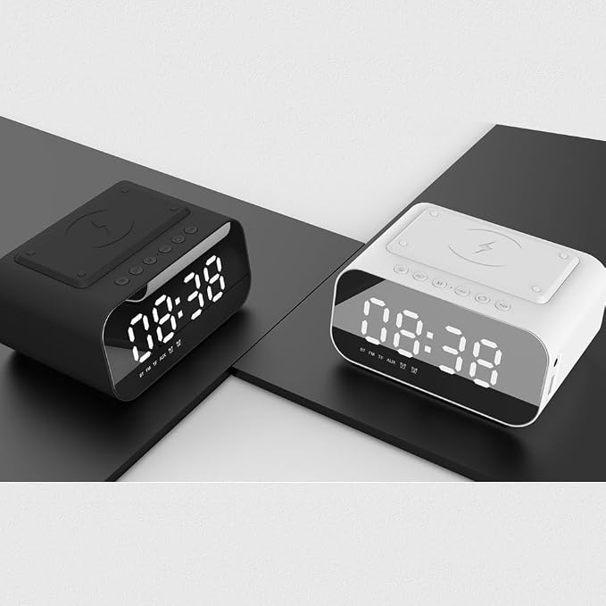 5in1 Wireless Charger Alarm Clock Bt510 White