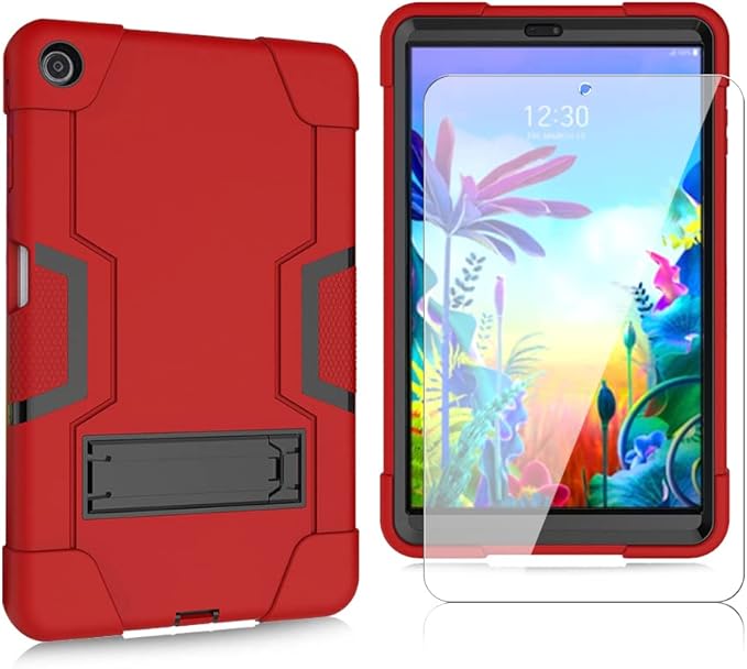 Mignova Case for LG G Pad 5 10.1 inch Tablet Case Hybrid Kids Friendly Shockproof Hybrid Case Come with for LG G Pad 5 10.1 inch FHD Tablet 2019 Tempered Glass Screen Protector (Red/Black+1 Pcs)