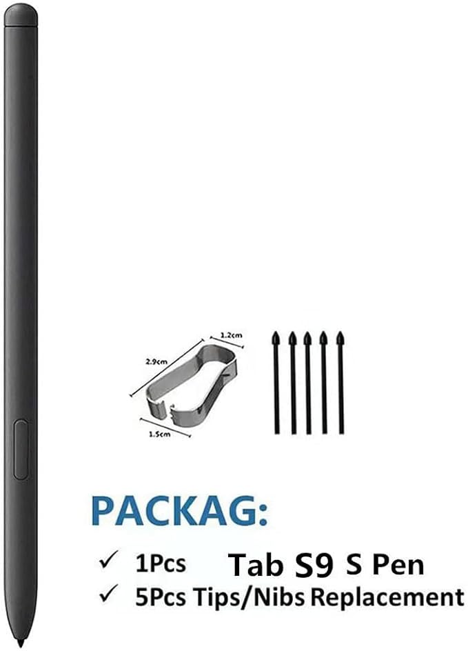 Tab S9 S Pen (WithBluetooth) Slim 0.7mm Pen Tip 4096 Pressure Levels for Samsung Galaxy Tab S9 | Tab S9 Plus | Tab S9 Ultra | Tab S9 FE | Tab S8 | Tab S7 All Versions Stylus Pen Touch S Pen - Black