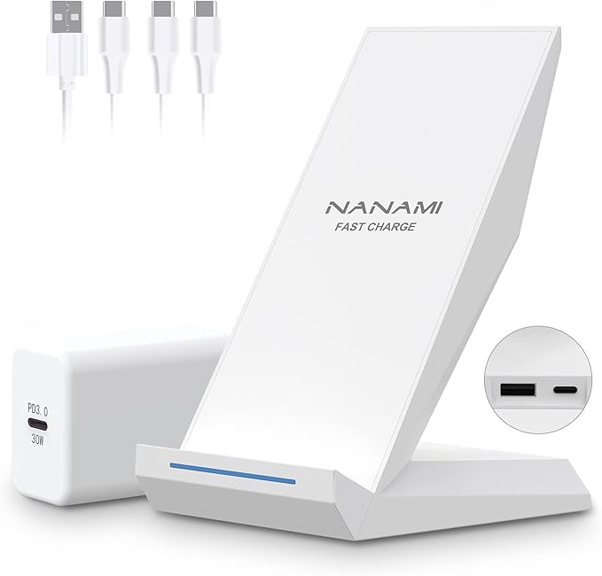 Fast Wireless Charging Stand Equipped with PD 30W Adapter High Speed Universal Charger with Extra USB-A Port Compatible with iPhone 17/16/15/14/13/12/11 for Samsung Galaxy S26/S25/S24/S23/S22