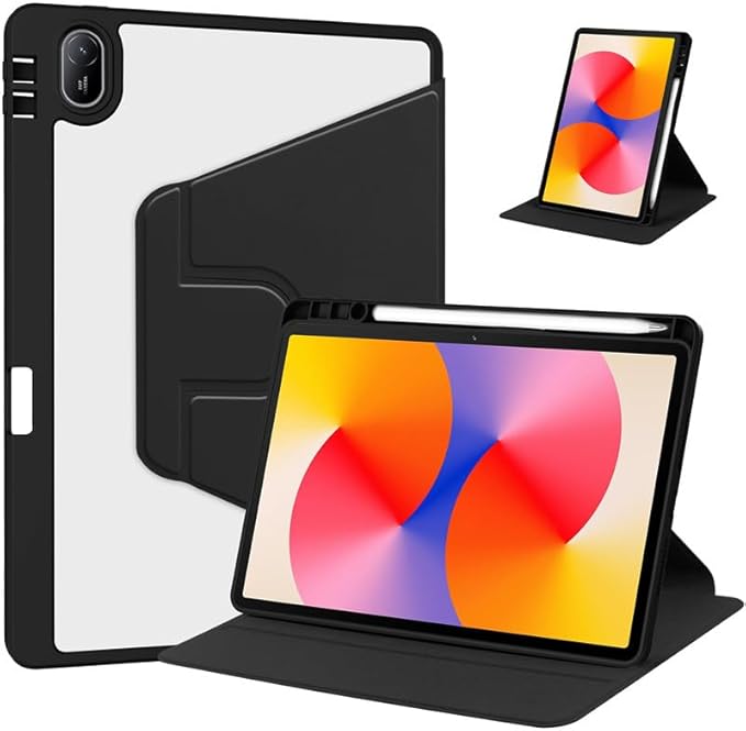 Rotating Case for Huawei MatePad SE 11 inch 2024 with Pencil Holder360 Degree Rotation Protective Stand Smart Tablet Slim Hard Shell Folio Cover Clear Back Auto Wake/Sleep (Black)