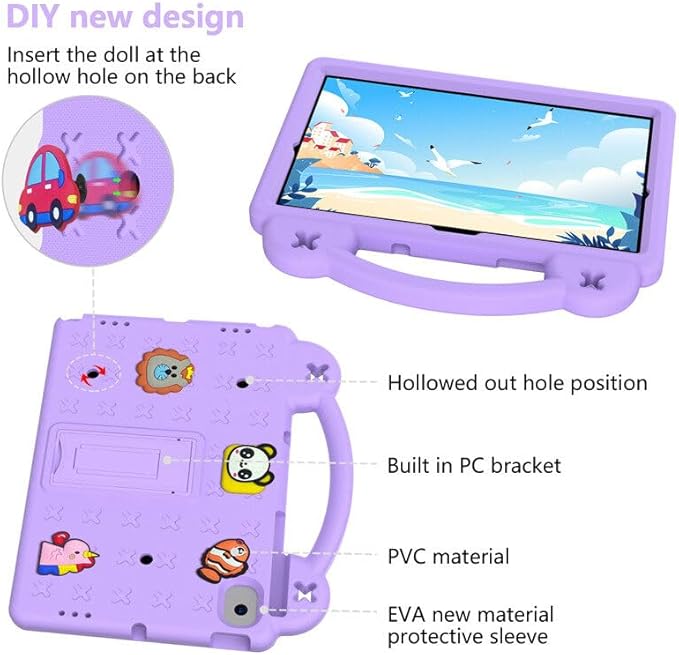 Compatible with Lenovo Tab M10 Plus(3rd Gen) 10.6 (2022)/Huawei MatePad Pro 10.8 (2019/2021)/SE 10.4(2023)/Samsung Tab A8 10.5 Tablet Case Kids Case with Shoulder Strap - Light Purple