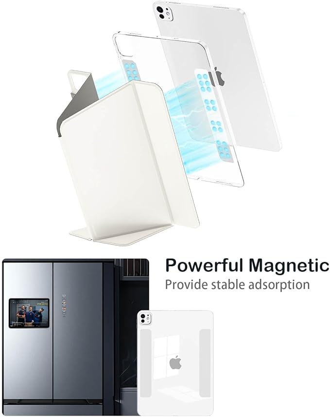 Feams for iPad Pro 11 Inch Case M5/M4 2025/2024 Slim iPad Pro 11 Inch M5/M4 Case 2025/2024 Magnetic Detachable Clear Back with Horizontal Adjustable Stand &amp Vertical Stand &amp Auto Sleep Cream