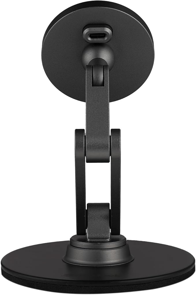ClikDock Cell Phone Magnetic Wireless Charger Stand 360° Spin Aluminum Construction Compatible with MagSafe Phones for iPhone &amp Andriod (Space Grey)